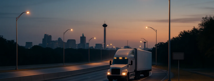 Truck driver fatigue accident San Antonio investigation on a quiet freight road before dawn