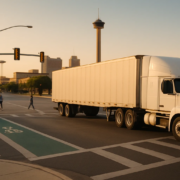 San Antonio truck hits pedestrian or cyclist near a marked crossing and bicycle lane