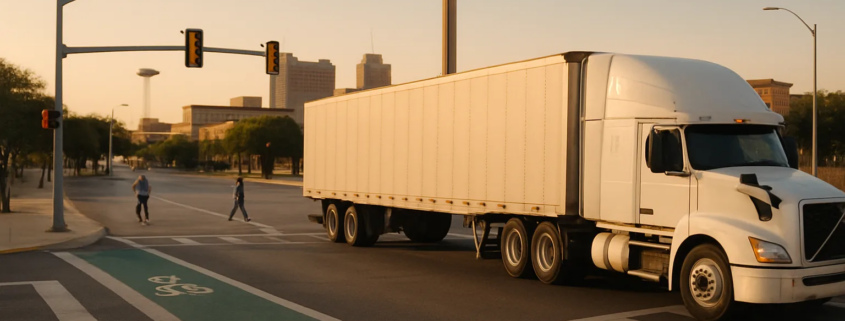 San Antonio truck hits pedestrian or cyclist near a marked crossing and bicycle lane