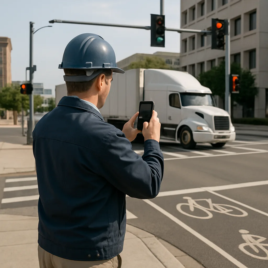 Evidence collection at a San Antonio truck pedestrian or cyclist crash scene