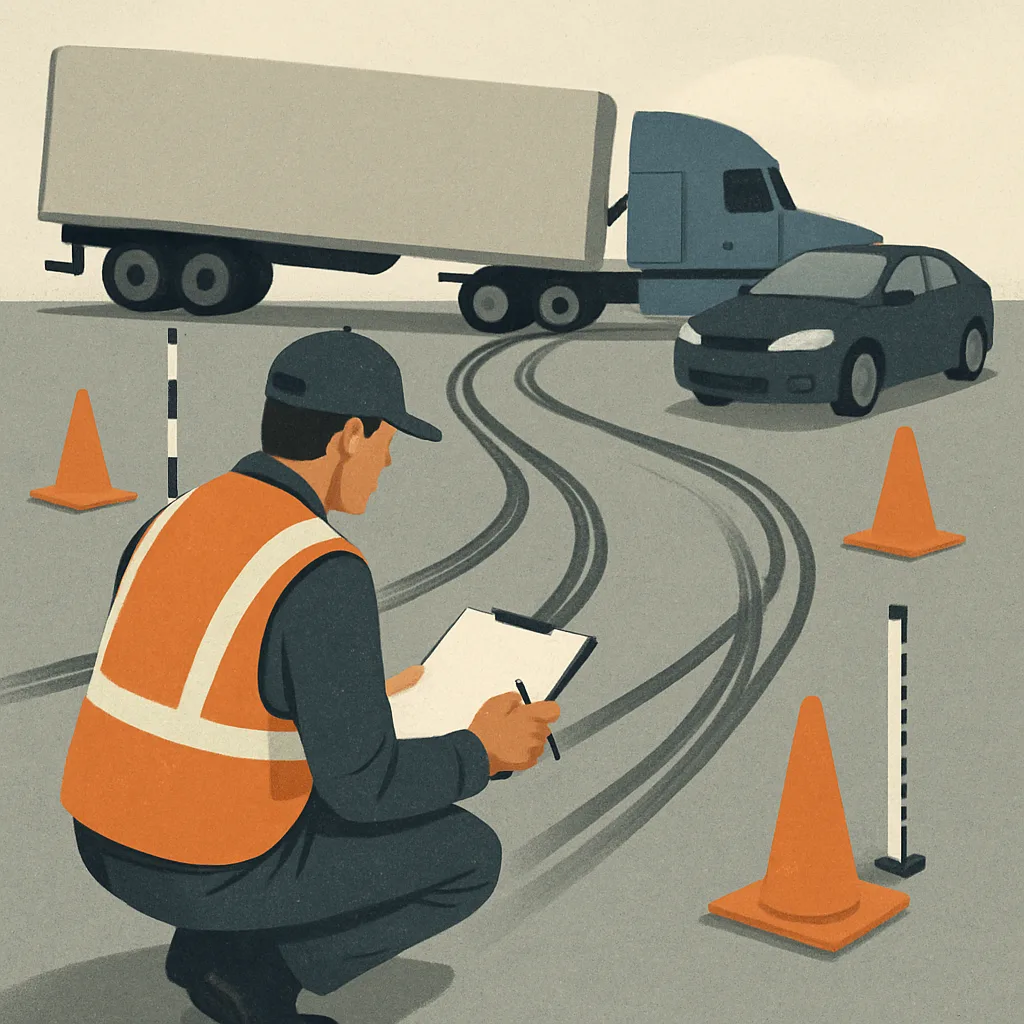Crash reconstruction analysis of a jackknife and underride truck collision