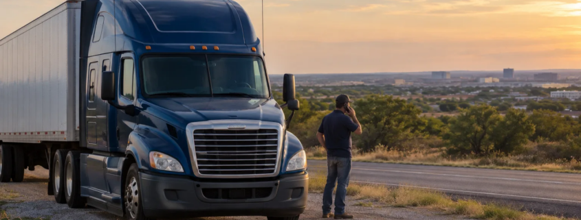Trucking insurance recorded statement after accident discussion near a San Antonio truck